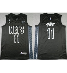 Men Brooklyn Nets 11 Kyrie Irving Black2022 23 Statement Edition No 6 Patch Stitched Basketball Jersey