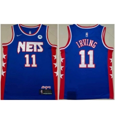 Men Brooklyn Nets 11 Kyrie Irving Blue Stitched Basketball Jersey