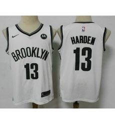 Men Brooklyn Nets 13 James Harden 2021 White Swingman Stitched NBA Jersey With The NEW Sponsor Logo