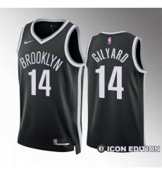 Men Brooklyn Nets 14 Jacob Gilyard Black Icon Edition Stitched Basketball Jersey