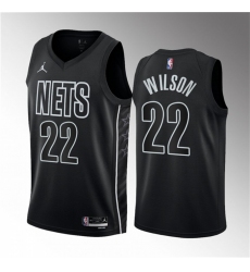Men Brooklyn Nets 22 Jalen Wilson Black 2023 Draft Statement Edition Stitched Basketball Jersey