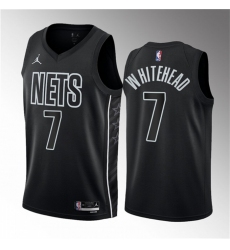 Men Brooklyn Nets 7 Dariq Whitehead Black 2023 Draft Statement Edition Stitched Basketball Jersey