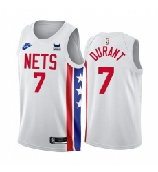 Men Brooklyn Nets 7 Kevin Durant 2022 23 White With Patch Classic Edition Stitched Basketball Jersey
