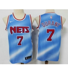Men Brooklyn Nets 7 Kevin Durant Blue 2020 21 Hardwood Classics Stitched NBA Jersey