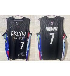 Men Brooklyn Nets 7 Kevin Durant NEW Black 2021 City Edition Swingman Stitched NBA Jersey
