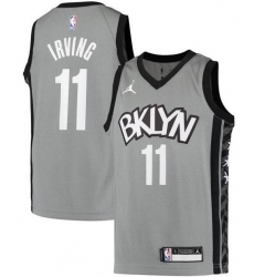 Men Jordan Brand Brooklyn Nets 11 Kyrie Irving Grey Classic Edition Stitched Basketball Jersey