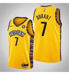 Men Nike Brooklyn Nets Kevin Durant 7 Yellow Nike Game NBA Jerseys