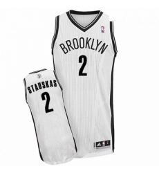 Mens Adidas Brooklyn Nets 2 Nik Stauskas Authentic White Home NBA Jersey 