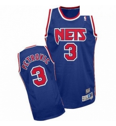 Mens Adidas Brooklyn Nets 3 Drazen Petrovic Authentic Blue Throwback NBA Jersey