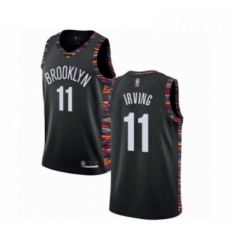 Mens Brooklyn Nets 11 Kyrie Irving Authentic Black Basketball Jersey 2018 19 City Edition 