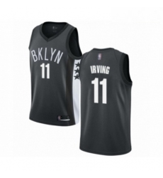 Mens Brooklyn Nets 11 Kyrie Irving Authentic Gray Basketball Jersey Statement Edition 