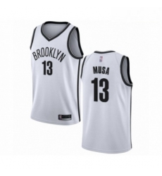 Mens Brooklyn Nets 13 Dzanan Musa Authentic White Basketball Jersey Association Edition 