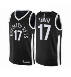 Mens Brooklyn Nets 17 Garrett Temple Authentic Black Basketball Jersey City Edition 