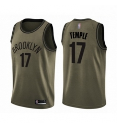 Mens Brooklyn Nets 17 Garrett Temple Swingman Green Salute to Service Basketball Jersey 