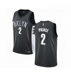 Mens Brooklyn Nets 2 Taurean Prince Authentic Gray Basketball Jersey Statement Edition 