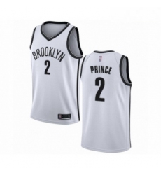 Mens Brooklyn Nets 2 Taurean Prince Authentic White Basketball Jersey Association Edition 