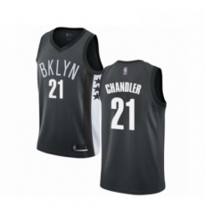 Mens Brooklyn Nets 21 Wilson Chandler Authentic Gray Basketball Jersey Statement Edition 