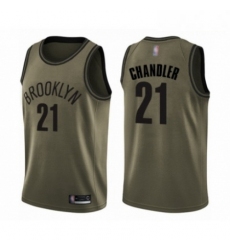Mens Brooklyn Nets 21 Wilson Chandler Swingman Green Salute to Service Basketball Jersey 