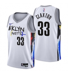 Men's Brooklyn Nets #33 Nicolas Claxton 2022-23 White City Edition Stitched Basketball Jersey