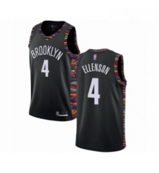 Mens Brooklyn Nets 4 Henry Ellenson Authentic Black Basketball Jersey 2018 19 City Edition 