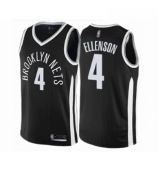 Mens Brooklyn Nets 4 Henry Ellenson Authentic Black Basketball Jersey City Edition 