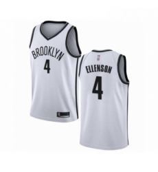 Mens Brooklyn Nets 4 Henry Ellenson Authentic White Basketball Jersey Association Edition 