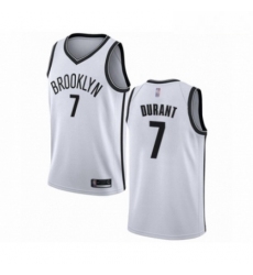 Mens Brooklyn Nets 7 Kevin Durant Authentic White Basketball Jersey Association Edition 