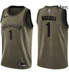 Mens Nike Brooklyn Nets 1 DAngelo Russell Swingman Green Salute to Service NBA Jersey