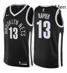 Mens Nike Brooklyn Nets 13 Shabazz Napier Swingman Black NBA Jersey City Edition 