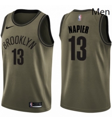 Mens Nike Brooklyn Nets 13 Shabazz Napier Swingman Green Salute to Service NBA Jersey 