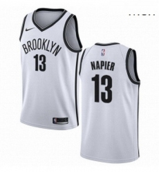 Mens Nike Brooklyn Nets 13 Shabazz Napier Swingman White NBA Jersey Association Edition 