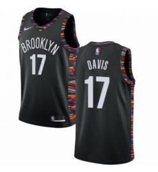Mens Nike Brooklyn Nets 17 Ed Davis Swingman Black NBA Jersey 2018 19 City Edition 