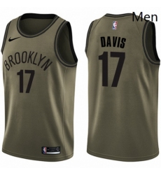 Mens Nike Brooklyn Nets 17 Ed Davis Swingman Green Salute to Service NBA Jersey 