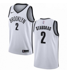 Mens Nike Brooklyn Nets 2 Nik Stauskas Authentic White NBA Jersey Association Edition 