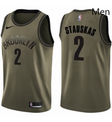 Mens Nike Brooklyn Nets 2 Nik Stauskas Swingman Green Salute to Service NBA Jersey 