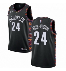 Mens Nike Brooklyn Nets 24 Rondae Hollis Jefferson Swingman Black NBA Jersey 2018 19 City Edition