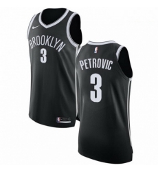Mens Nike Brooklyn Nets 3 Drazen Petrovic Authentic Black Road NBA Jersey Icon Edition