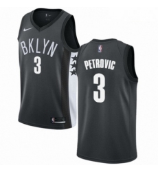 Mens Nike Brooklyn Nets 3 Drazen Petrovic Authentic Gray NBA Jersey Statement Edition