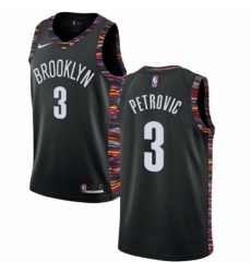 Mens Nike Brooklyn Nets 3 Drazen Petrovic Swingman Black NBA Jersey 2018 19 City Edition