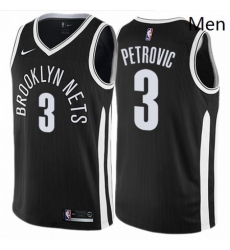 Mens Nike Brooklyn Nets 3 Drazen Petrovic Swingman Black NBA Jersey City Edition
