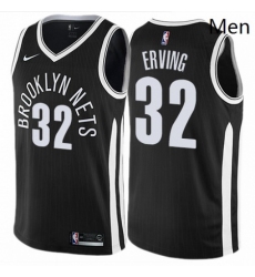 Mens Nike Brooklyn Nets 32 Julius Erving Authentic Black NBA Jersey City Edition