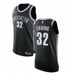 Mens Nike Brooklyn Nets 32 Julius Erving Authentic Black Road NBA Jersey Icon Edition
