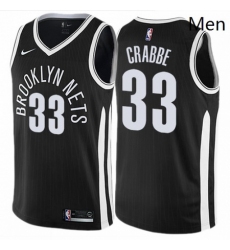 Mens Nike Brooklyn Nets 33 Allen Crabbe Authentic Black NBA Jersey City Edition 