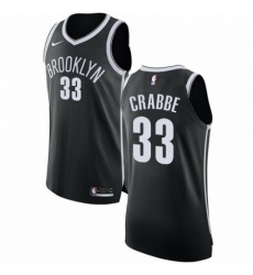 Mens Nike Brooklyn Nets 33 Allen Crabbe Authentic Black Road NBA Jersey Icon Edition 