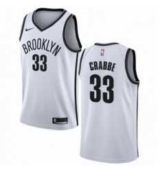 Mens Nike Brooklyn Nets 33 Allen Crabbe Authentic White NBA Jersey Association Edition 