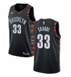 Mens Nike Brooklyn Nets 33 Allen Crabbe Swingman Black NBA Jersey 2018 19 City Edition 