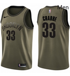 Mens Nike Brooklyn Nets 33 Allen Crabbe Swingman Green Salute to Service NBA Jersey 
