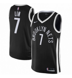 Mens Nike Brooklyn Nets 7 Jeremy Lin Authentic Black NBA Jersey City Edition
