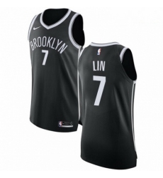 Mens Nike Brooklyn Nets 7 Jeremy Lin Authentic Black Road NBA Jersey Icon Edition