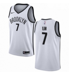 Mens Nike Brooklyn Nets 7 Jeremy Lin Authentic White NBA Jersey Association Edition